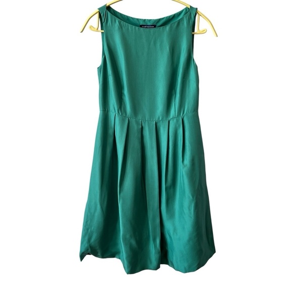 NWT MARTIN + OSA DRESS 0 EMERALD GREEN PROM ENGAGEMENT SILK TWEEN PLEATS BUBBLE - Picture 1 of 12